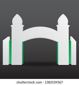 Gate entrance exhibition booth islamic ornament style blank color empty. Vector editable.