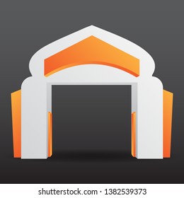 Gate entrance exhibition booth islamic ornament style blank color empty. Vector editable.