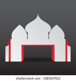 Gate entrance exhibition booth islamic ornament style blank color empty. Vector editable.