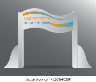 Gate entrance exhibition empty vector with wavy simple shape 