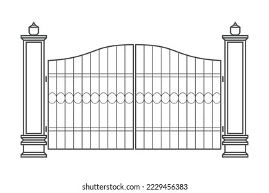 gate or fence design vector flat modern isolated illustration