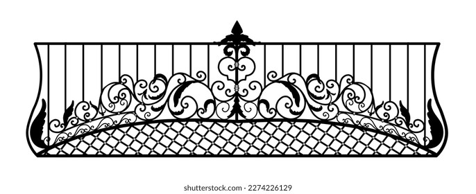 Gate fence isolated. Vector metal entrance. Fence gate vector illustration isolated on white background