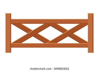 Gate fence from wood. Illustration of decorative barrier. Outdoor protective architecture element