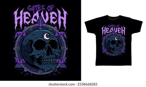 Gate of Heaven Skeleton tshirt dark art fashion designs.