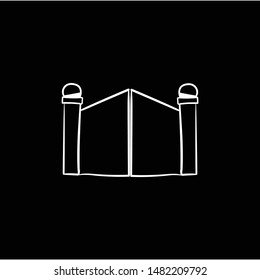 gate home doodle flat black vector 