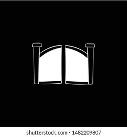 gate home doodle flat black vector 