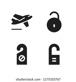gate icon. 4 gate vector icons set. doorknob, departures and lock icons for web and design about gate theme