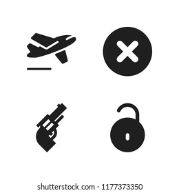 gate icon. 4 gate vector icons set. departures, cancel and revolver icons for web and design about gate theme
