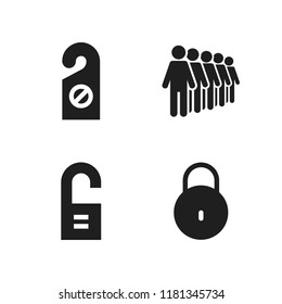 gate icon. 4 gate vector icons set. doorknob, queing and lock icons for web and design about gate theme