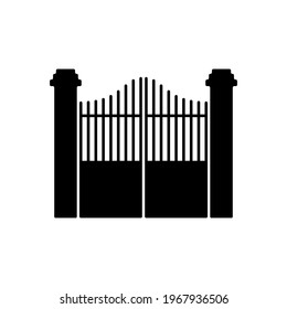 Gate icon. Black silhouette. Front view. Vector simple flat graphic illustration. The isolated object on a white background. Isolate.