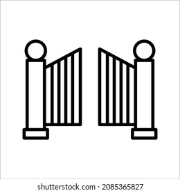 Icono de puerta. Icono de la puerta del jardín en estilo plano de moda aislado en fondo blanco. Símbolo de diseño de sitio web, logotipo, aplicación, interfaz de usuario. Ilustración del vector, EPS