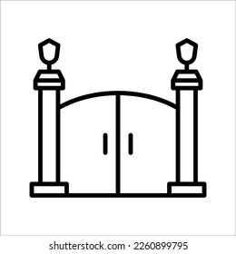 Icono de puerta. Icono de la puerta del jardín en estilo plano de moda aislado en fondo blanco. Símbolo de diseño de sitio web, logotipo, aplicación, ui. ilustración vectorial, eps 10.