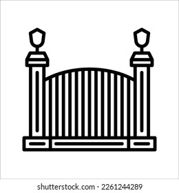 Tor-Symbol. Gartentor-Symbol im trendigen, flachen Stil einzeln auf weißem Hintergrund. Symbol für Website-Design, Logo, App, i. Vektorgrafik, eps10.
