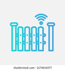 Icono de puerta en el estilo de gradiente sobre el hogar inteligente, uso para presentación de aplicación móvil del sitio web