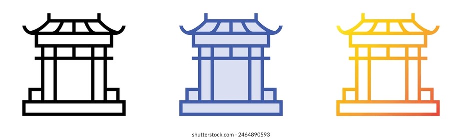 icono de puerta. Diseño de estilo de relleno lineal, azul y degradado aislado sobre fondo blanco