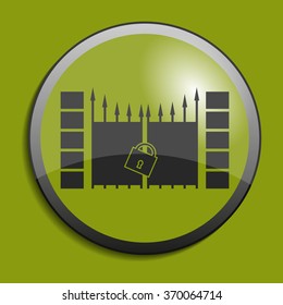 Gate icon on circle button. Vector illustration