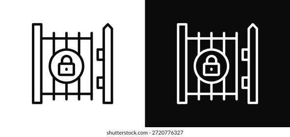 Ícone De Portão Definido Em Preto E Branco