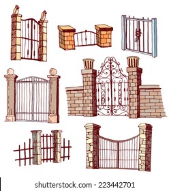 gate icon Set, vector illustration