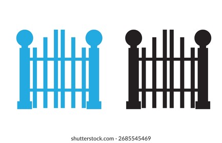 Gate Icon. Simple illustration of two symmetrical iron gates symbolizing entrance, security, and architectural design.