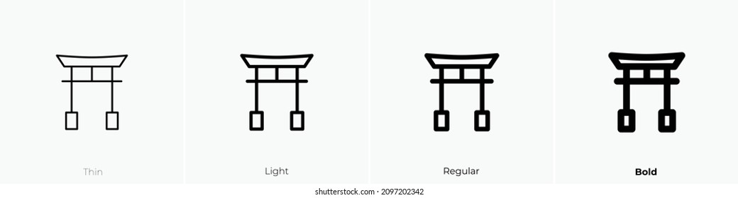 gate icon. Thin, Light Regular And Bold style design isolated on white background