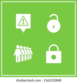 gate icon. This set with lock, queing and warning sing pin vector icons for mobile and web