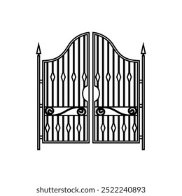 Vetor de ícone de portão. Sinal de ilustração Wicket. Símbolo ou logotipo da cerca.
