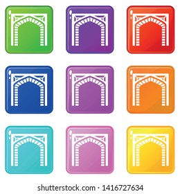 Gate icons set 9 color collection isolated on white for any design