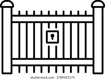 Gate with keyhole lock on transparent background for design and illustration