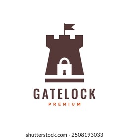 Cerradura de puerta Logotipo de seguridad Vector de diseño de logotipo de castillo