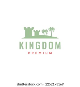 gate monument castle kingdom with palm tree logo design vector icon illustration template svg