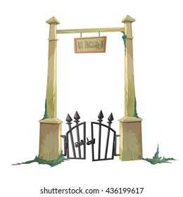 Gate to the old cemetery hacked. Vector.