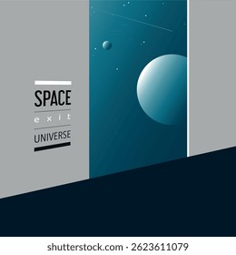 A gate on universe like an elevator. Vector cover