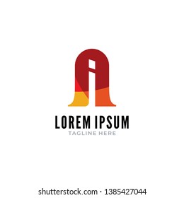 Gate open stick color logo vector