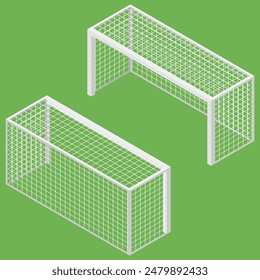 Gate for playing soccer in isometric. Vector illustration. Eps 10.