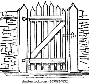 Gate, port,  vintage engraved illustration