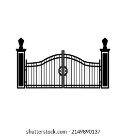 gate sign. Gate or fence icon color editable