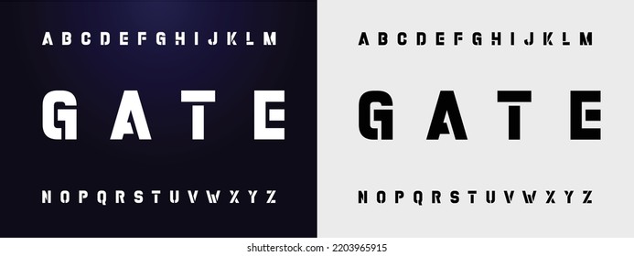 GATE Sports minimal tech font letter set. Luxury vector typeface for company. Modern gaming fonts logo design.