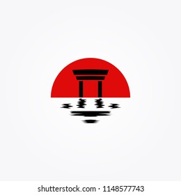 gate sun set and sun rise logo japan style
