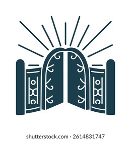 Gate of Báb Symbol - Minimalist Vector Illustration Gate (Symbol of the Báb) – An arched doorway with rays of light