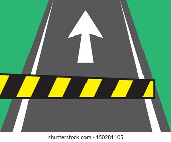 Gate for toll with arrow on road 