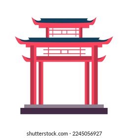 Gate in traditional asian style of Japanese or Chinese architecture. Vector illustration isolated design