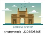 Gate way of India Mumbai vector illustration.