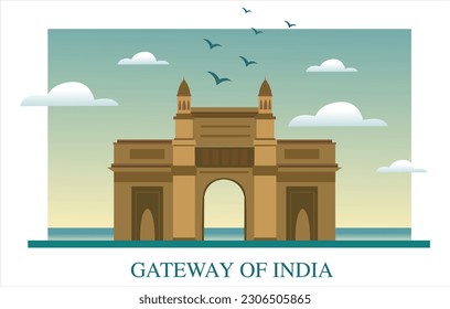 Gate way of India Mumbai vector illustration.