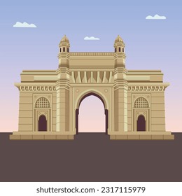 Gate way of India Mumbai vector illustration.