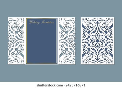 Gate wedding invitation, Laser cut Papercut template vector.