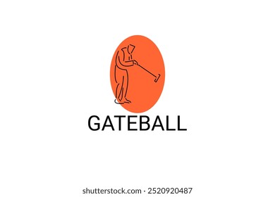 Gateball sport vector line icon. people playing gateball. sign. sport pictogram illustration