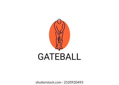 Gateball sport vector line icon. people playing gateball. sign. sport pictogram illustration