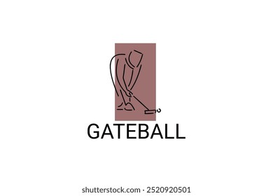 Gateball sport vector line icon. people playing gateball. sign. sport pictogram illustration
