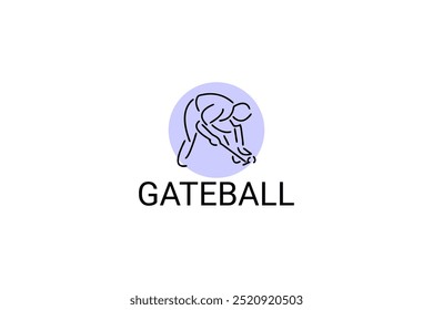 Icono de línea de Vector deportivo de gateball. personas jugando gateball. signo. ilustración de pictograma deportivo
