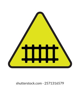 Gated or Barrier Level Crossing Post Mounted Sign, traffic sign isolated on white, vector illustration